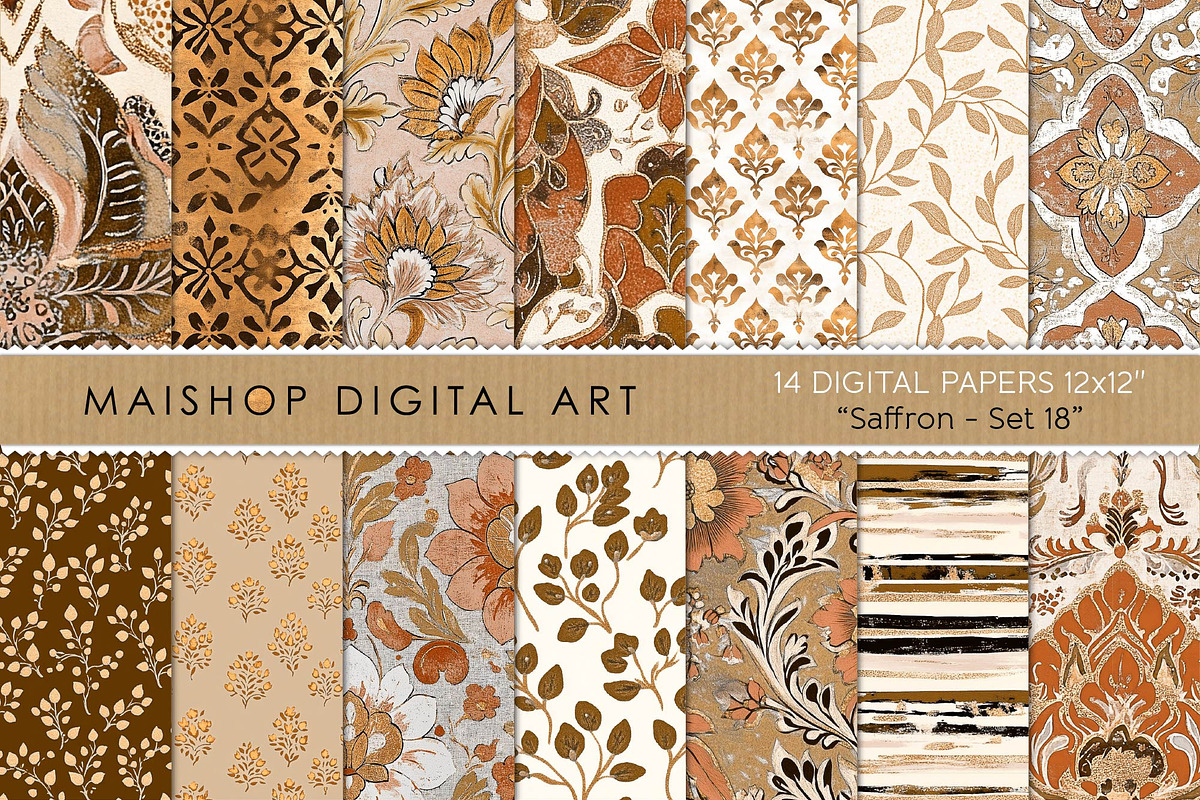 Elegant Earthy Colors Patterns, a Pattern Graphic by Maishop (Photo 1 of 3)
