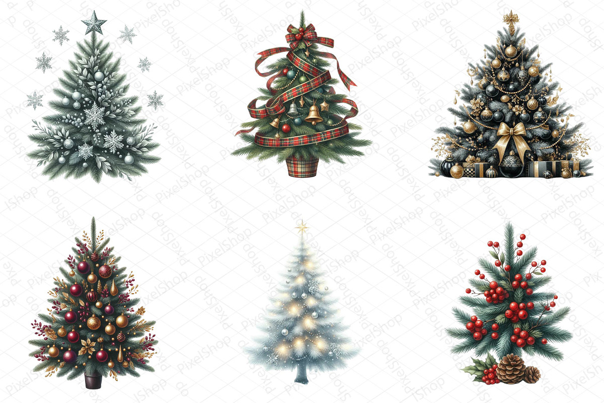 Christmas Tree Clipart Bundle, an Illustration by DreamPrint404 (Photo 4 of 4)