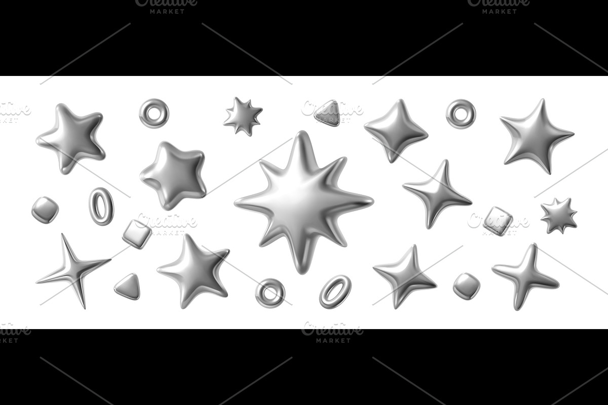 3d silver glossy stars, rings, an Object Illustration by Buch&Bee (Photo 2 of 3)
