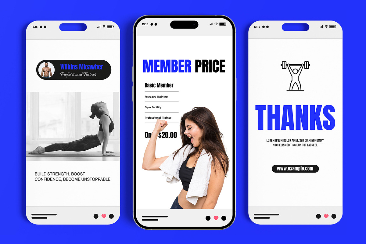 Blue Gym Fitness Story Post Set, a Social Media Template by MightyDesign (Photo 3 of 6)
