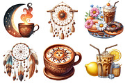 Boho Summer Coffee Time Clipart, an Illustration by Pixels.Craft (Thumbnail 8 of 9)