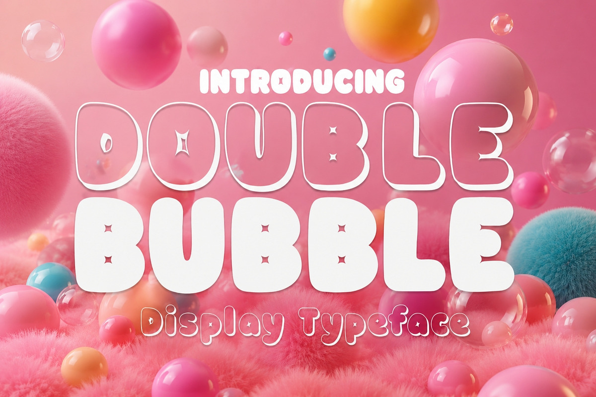 Double Bubble 3D Typeface, a Sans Serif Font by HipFonts (Photo 1 of 9)