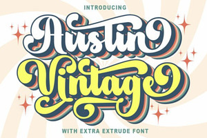 Austin Vintage Font With Extrude