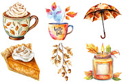 Watercolor Autumn Vibes Clipart, an Illustration by Craft Nest (Thumbnail 3 of 6)
