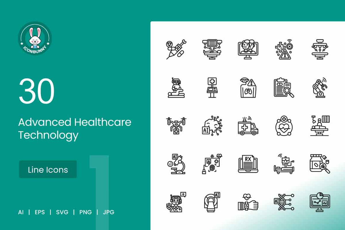Advanced Healthcare Technology Icons, an Outline Icon by IconBunny (Photo 1 of 2)