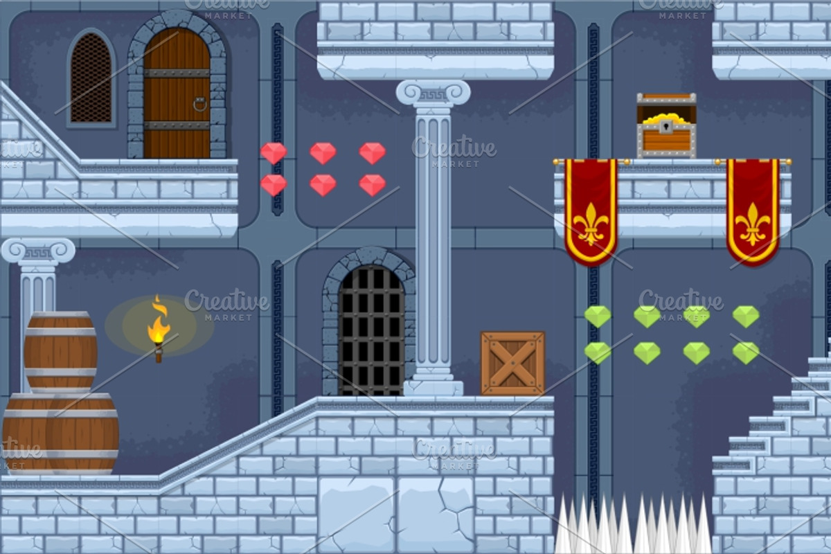 Platformer Game Tile Set 15, an Illustration by pzUH (Photo 3 of 5)