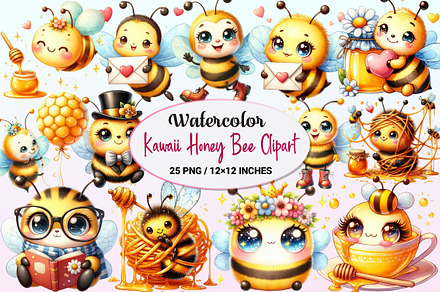 Kawaii Honey Bee Clipart, a Graphic by CitraGraphics