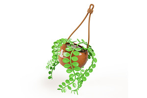 3d Hanging Plant In Flower Pot