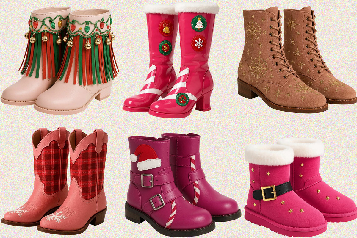 Christmas Pink Cowboy Boots Clipart, an Illustration by SVGArt (Photo 2 of 8)