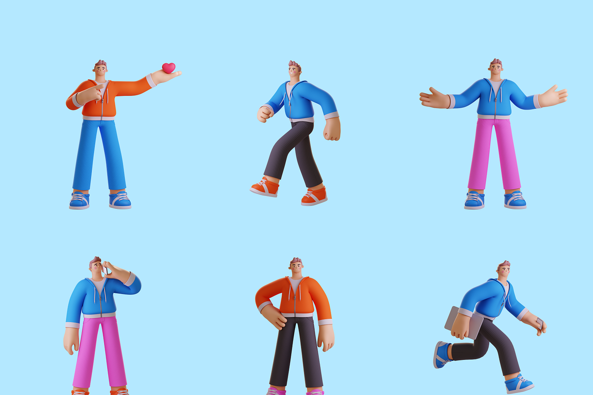 Ponty Student 3D Character Set, a Characters & Person 3D Model by Welovegraphics (Photo 6 of 9)