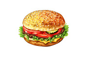 10 Fast Food Watercolor Illustration, a Food Illustration by 1801Prints (Thumbnail 4 of 11)