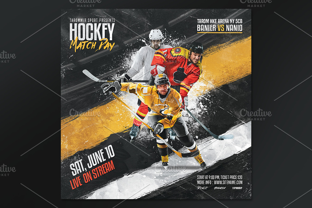 3 Hockey Flyer Bundle Vol 1, a Flyer Template by Tarommir (Photo 2 of 7)