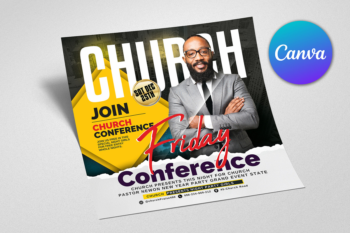 Church Flyer | Canva Flyers, a Social Media Template by Psd Templates (Photo 2 of 2)