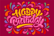 Happy Birthday Lettering Design, a Decorative Illustration by Vector beauty (Thumbnail 1 of 3)