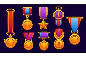 Game golden medals awards, an Object Illustration by Vector Tradition