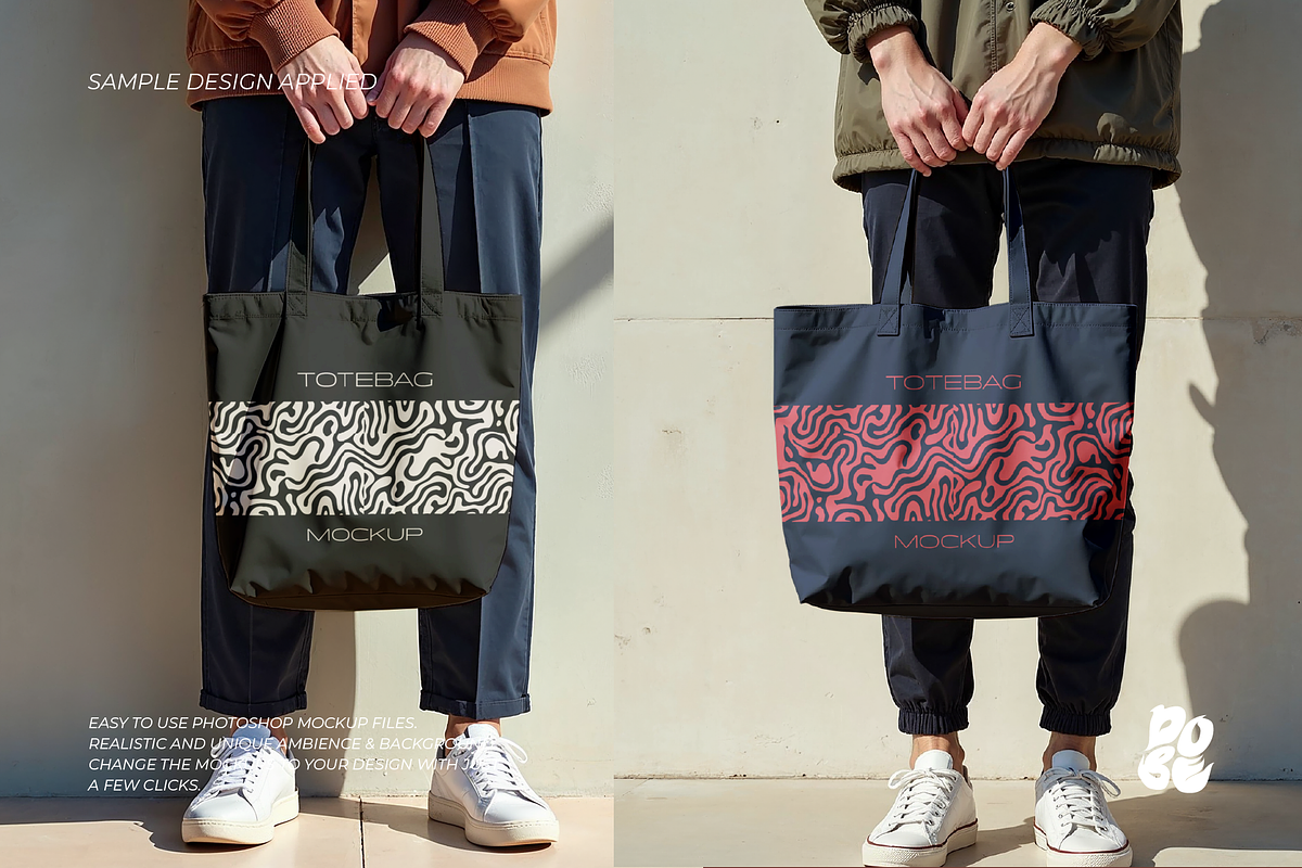 Totebag Street Mockup Set - Vol 2, a Merchandise Mockup by DOBE Studio (Photo 2 of 5)