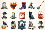 Vintage Halloween Clipart, a Seasonal Illustration by Rose Art (Thumbnail 2 of 7)