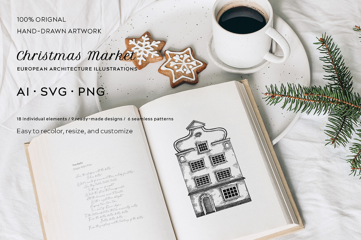 Christmas Market Architecture Set, a Seasonal Illustration by Yevheniia (Photo 10 of 10)