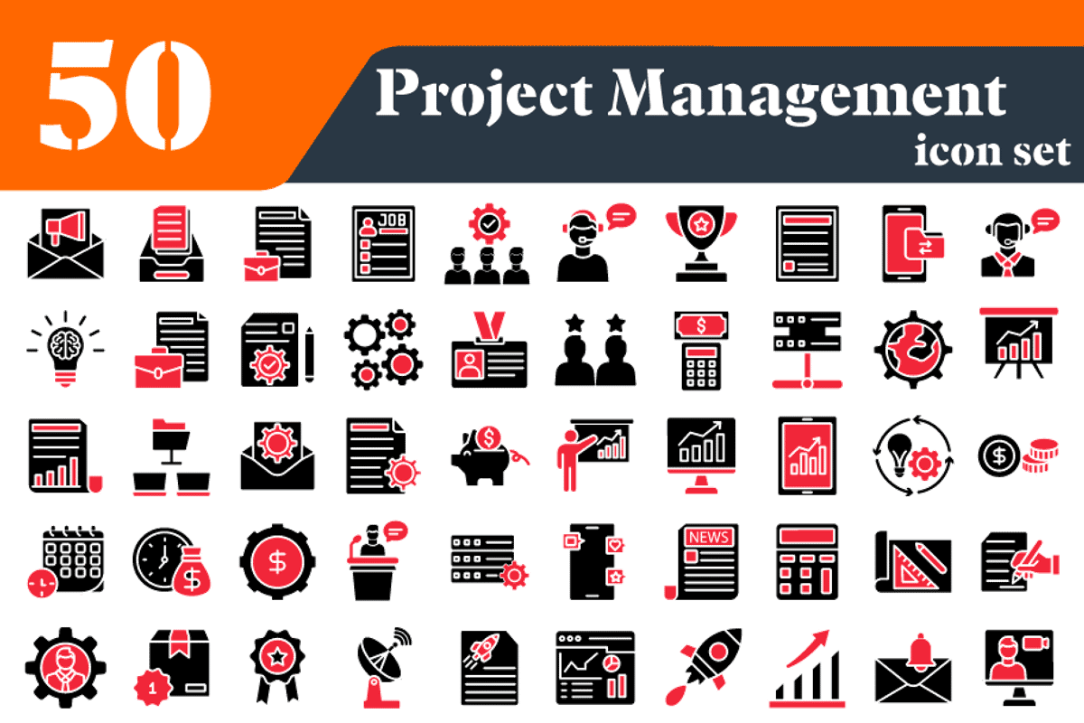 Project Management Bundle Icon Set, a Solid Icon by EllaMaiyaali (Photo 2 of 2)