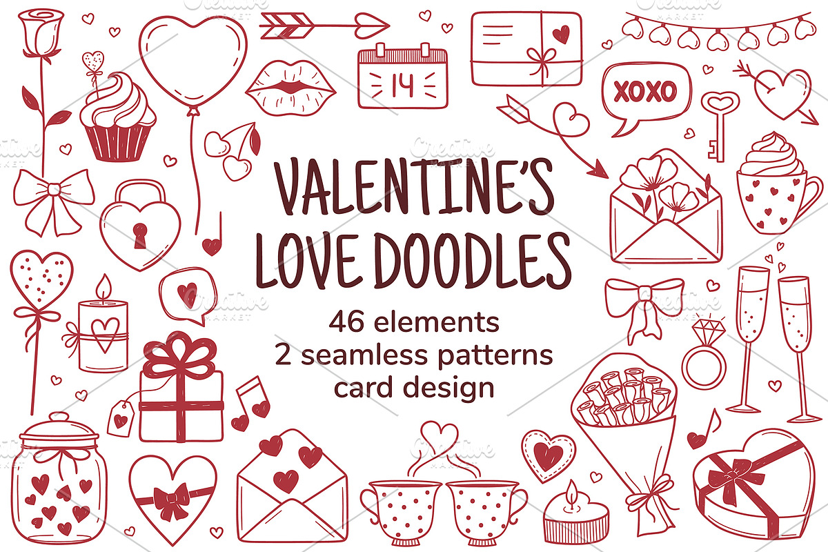 Valentines day Love vector doodles, a Graphic by InkySplash (Photo 1 of 5)