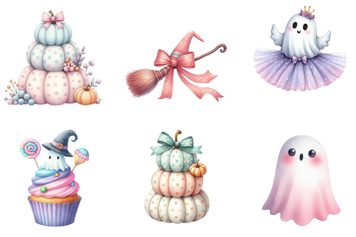 Cute Pastel Halloween Clipart Bundle, an Illustration by DreamArtGraphic (Photo 3 of 4)