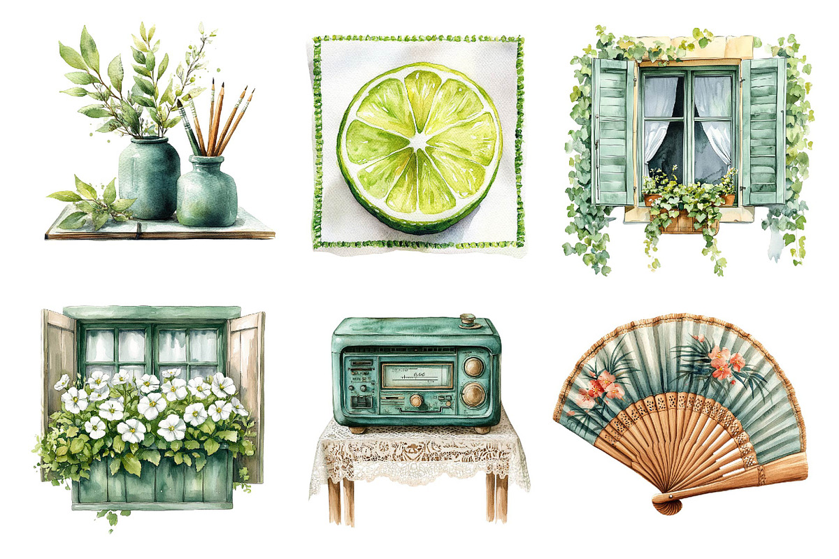 Green Summer Cottagecore Clipart, an Illustration by Dream Creation (Photo 6 of 6)