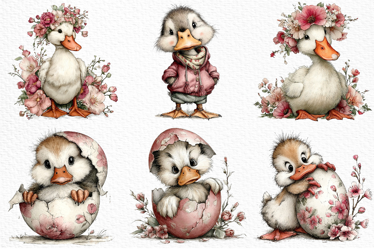 Whimsical Easter Duck Clipart Bundle, an Illustration by Craft Nest (Photo 5 of 11)