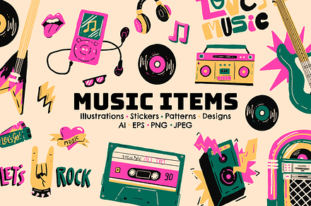 Music Illustrations Vector Set, an Illustration by HeyLuisa