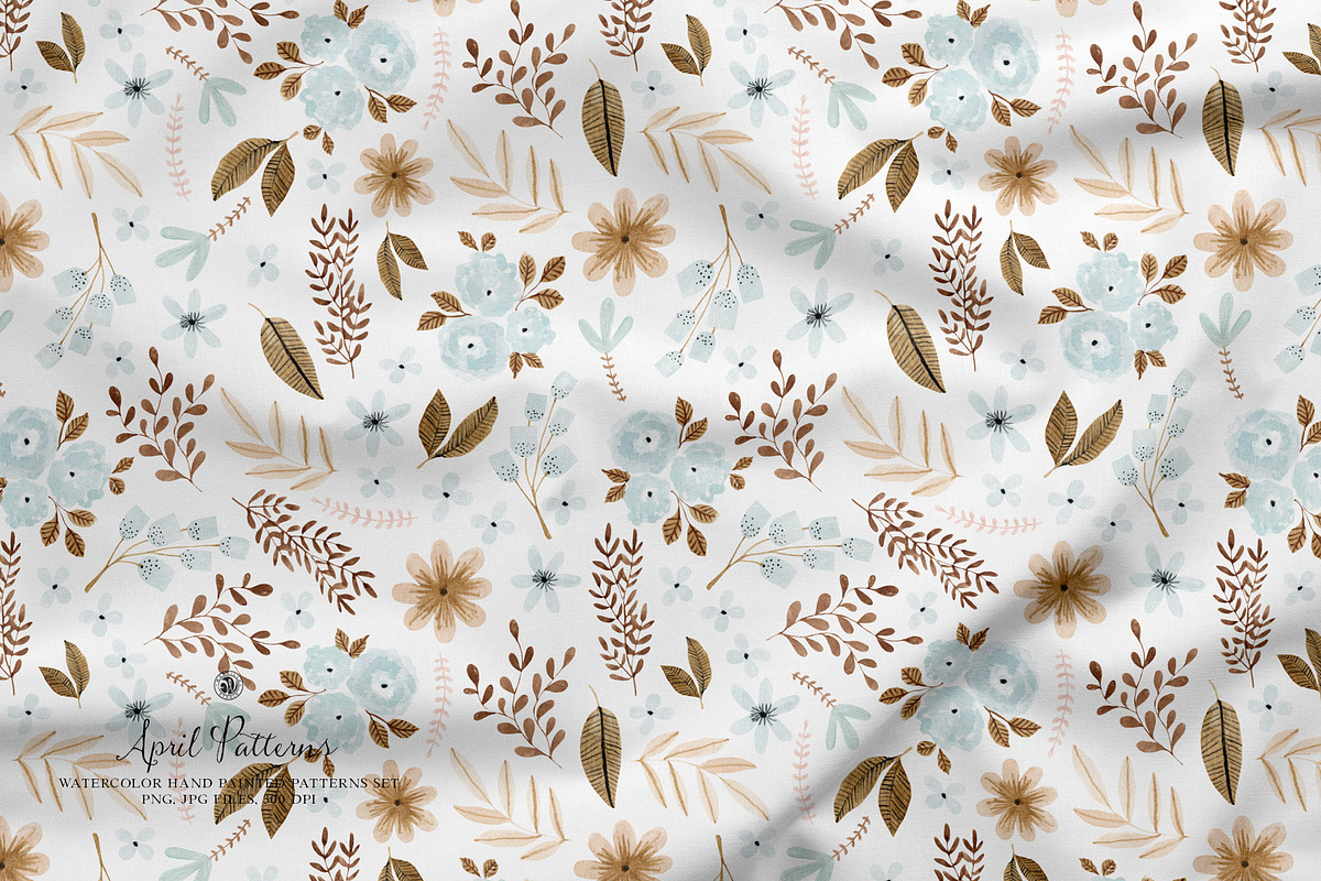 April Patterns - watercolor patterns, a Pattern Graphic by Webvilla Studio (Photo 2 of 5)