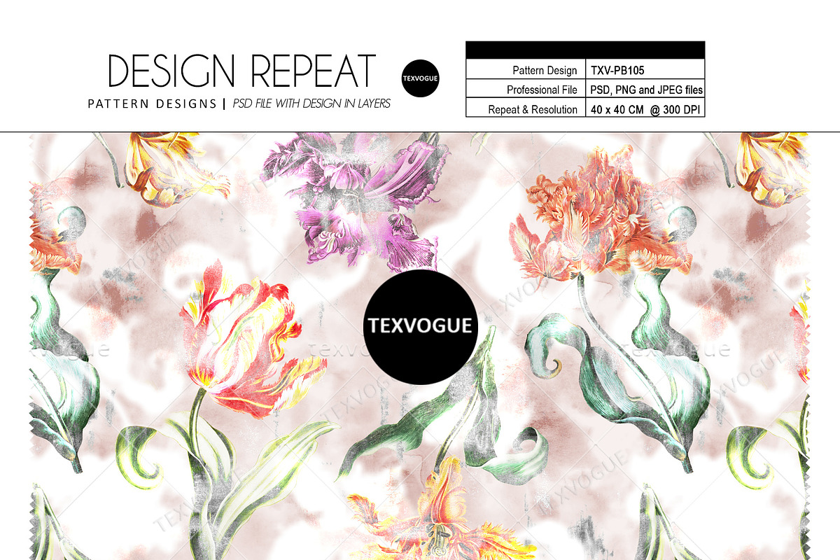 Seamless Pastel Tulip Pattern, a Pattern Graphic by texvogue (Photo 3 of 14)