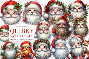 Watercolor Quirky Santa Claus Clipar, an Illustration by Designworld
