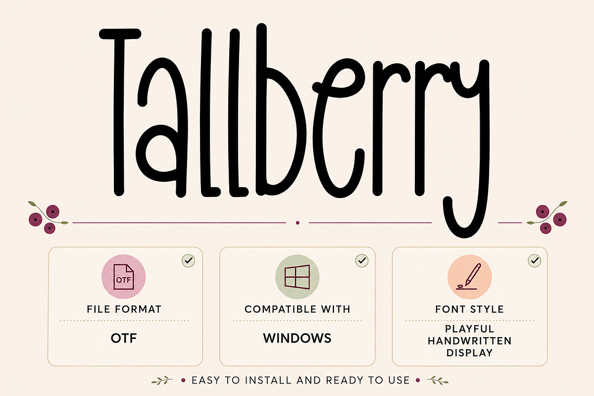 Tallberry – Playful Handwritten Font, a Handwritten Font by Wow Magic (Photo 6 of 6)