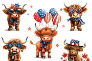 Patriotic Highland Cow Clipart, an Animal Illustration by Design Scotch (Thumbnail 5 of 7)