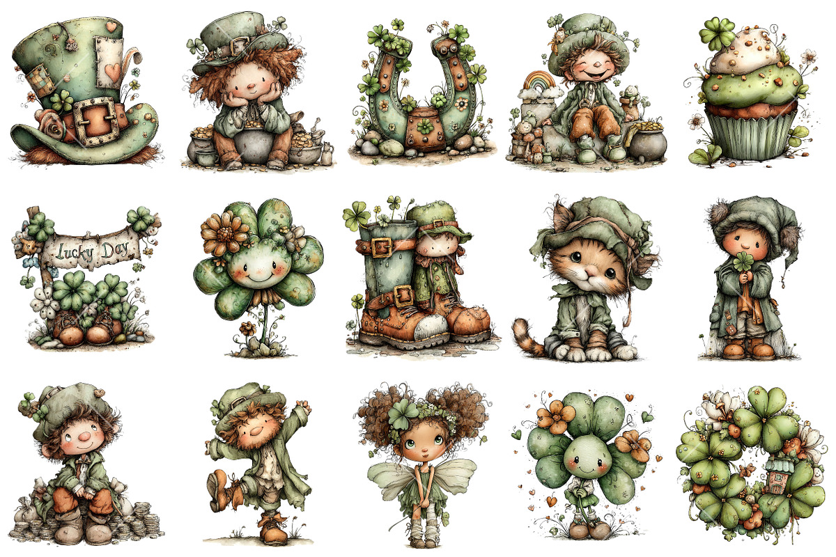 Whimsical St. Patrick's Day Clipart, an Illustration by OK Design (Photo 3 of 6)