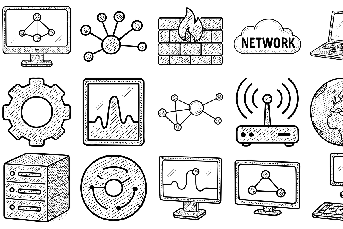 Network Tech Icons, an Object Graphic by nikagraphic