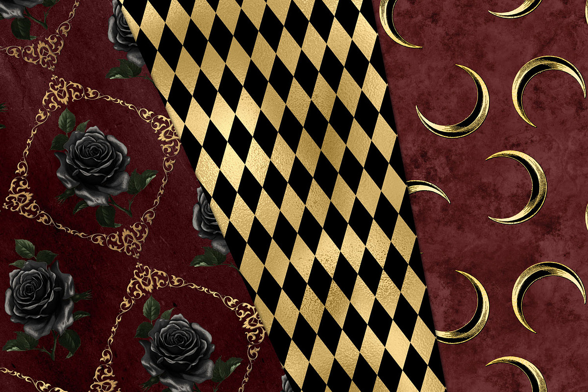 Gold Gothic Digital Paper, a Pattern Graphic by Digital Curio