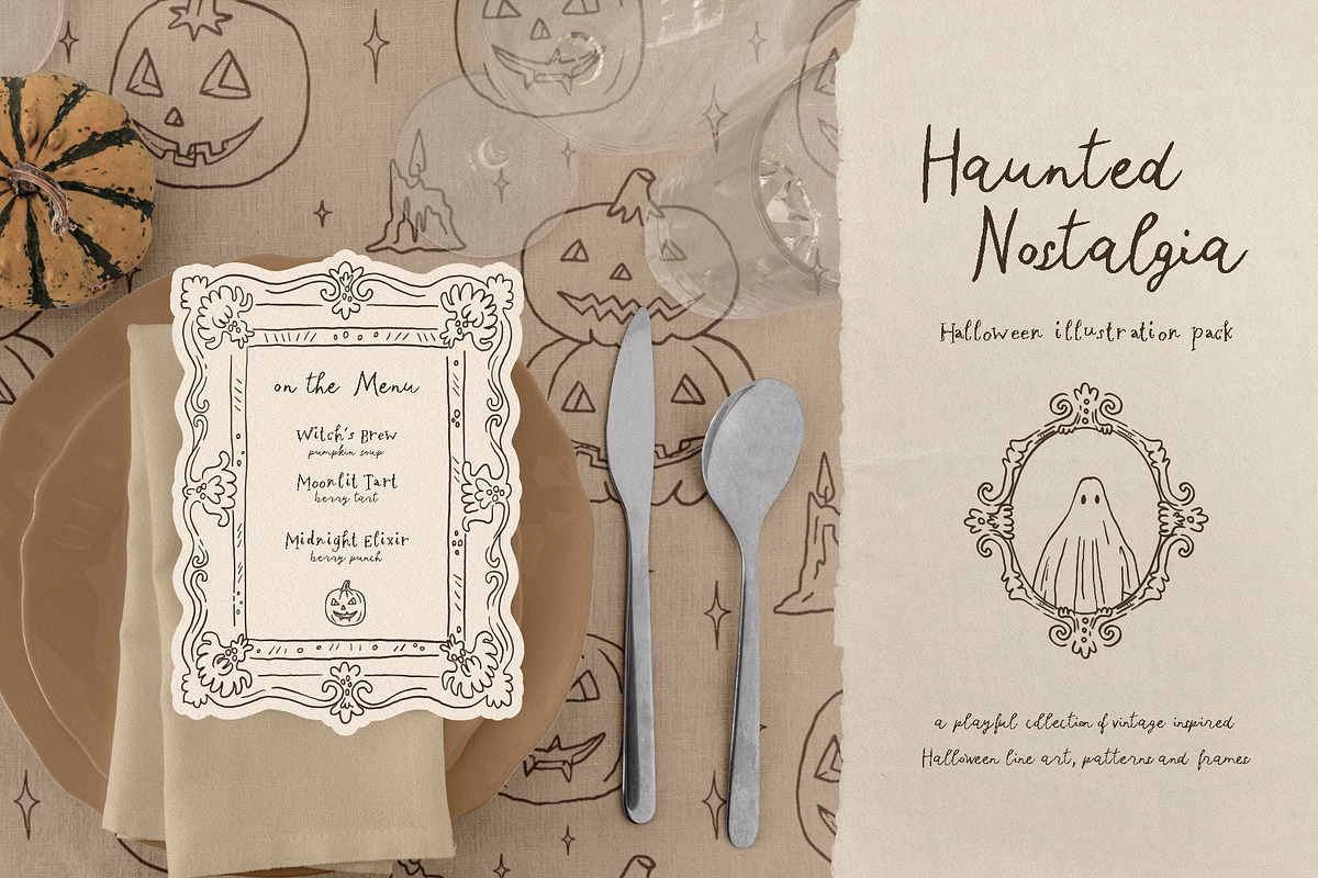 Haunted Nostalgia: Halloween Clipart, a Seasonal Illustration by Cute Atelier (Photo 10 of 10)