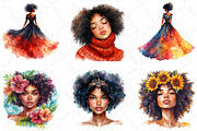 Watercolor Black Afro Girl Clipart, an Illustration by DreamPrint404 (Thumbnail 5 of 7)