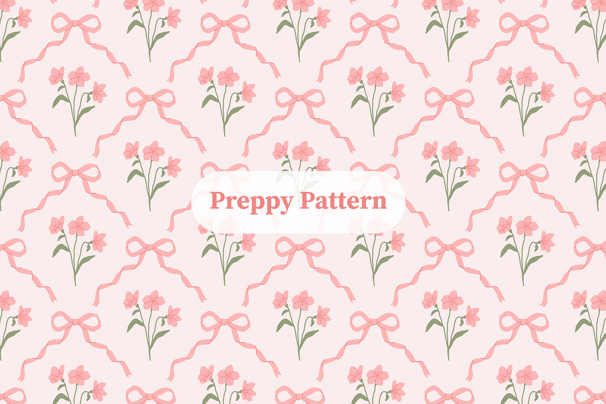 Preppy bow flower patterns, a Pattern Graphic by Viaireshop (Photo 1 of 6)