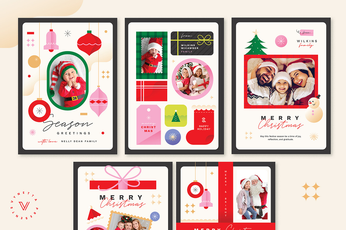 Festive Christmas Photo Cards, a Card Template by Vynetta (Photo 5 of 5)