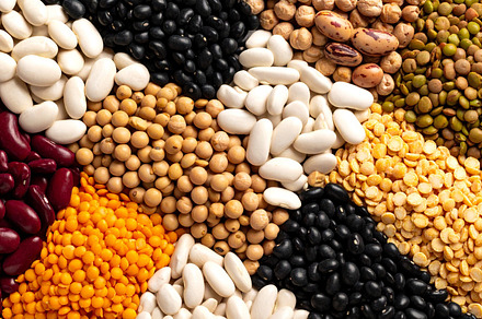 mixed legumes top flat view AI generated