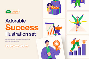 Success Illustration Art Set, a Person Illustration by Brickclay