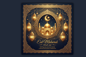 Elegant Eid Mubarak Greeting Card
