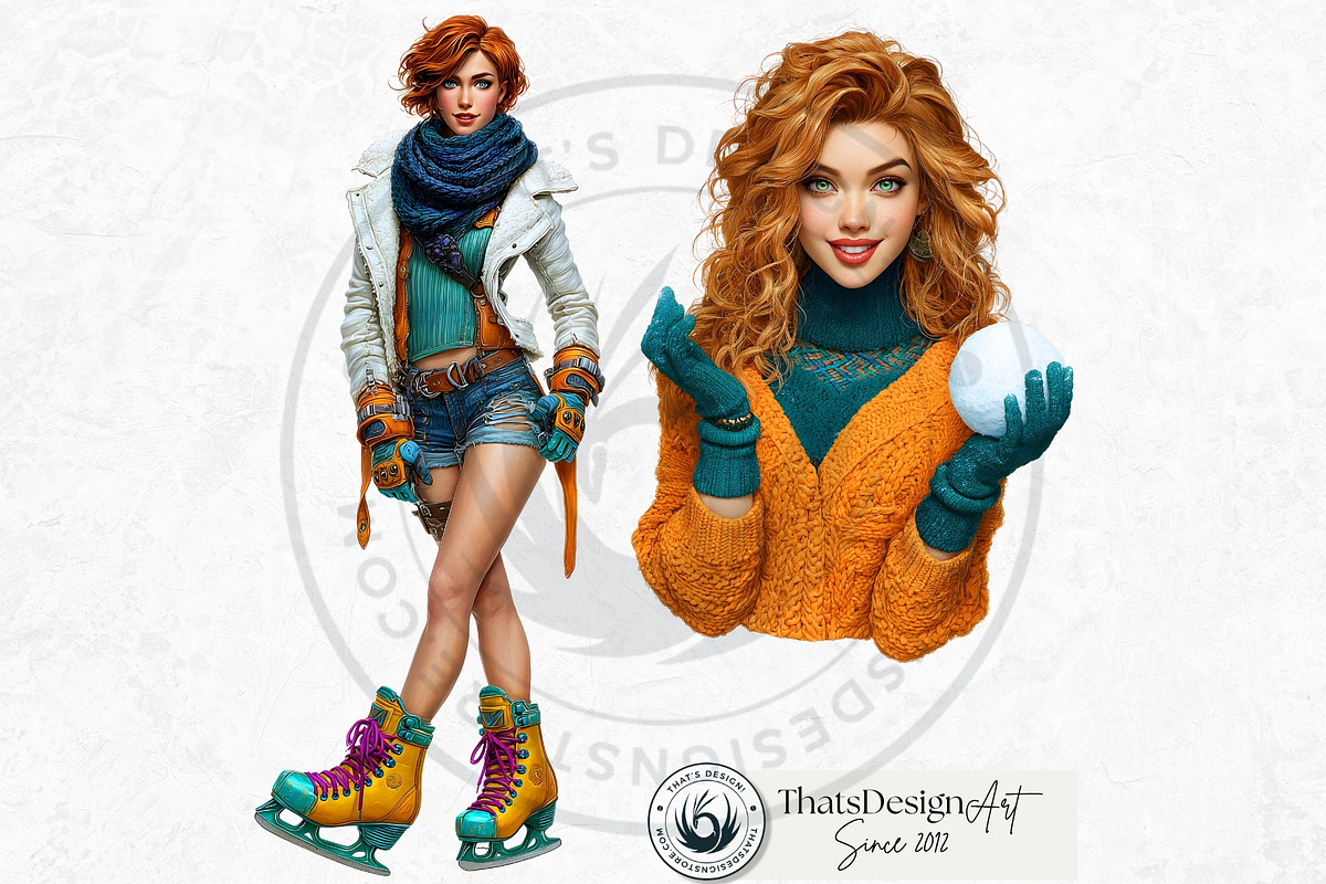 Modern Winter girls cliparts, a Seasonal Illustration by ThatsDesignArt (Photo 12 of 18)