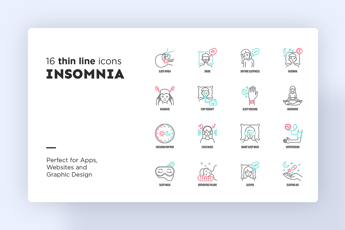 Insomnia | 32 Icons Set Hand Drawn, an Outline Icon by Marina Silence (Photo 3 of 17)