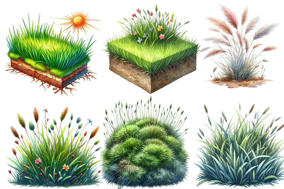 Watercolor Grass clipart, an Illustration by Designworld (Photo 4 of 6)