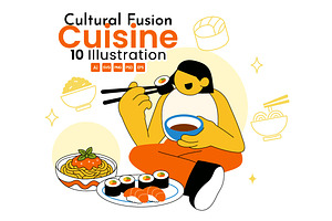 10 Cultural Fusion Cuisine, a Food Illustration by denayunebgt