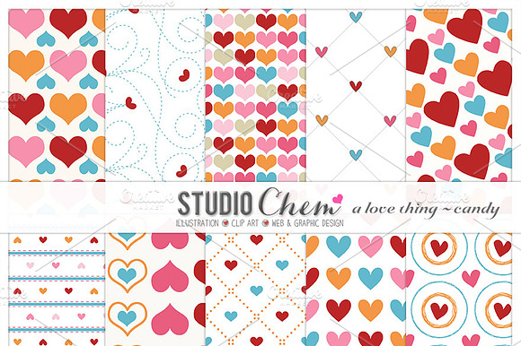 Candy Love Digital Pattern Papers preview 2