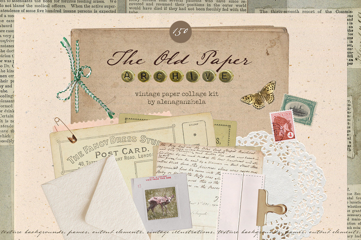 Vintage Paper Archive Collage Kit, an Object Graphic by alenaganzhela (Photo 1 of 7)