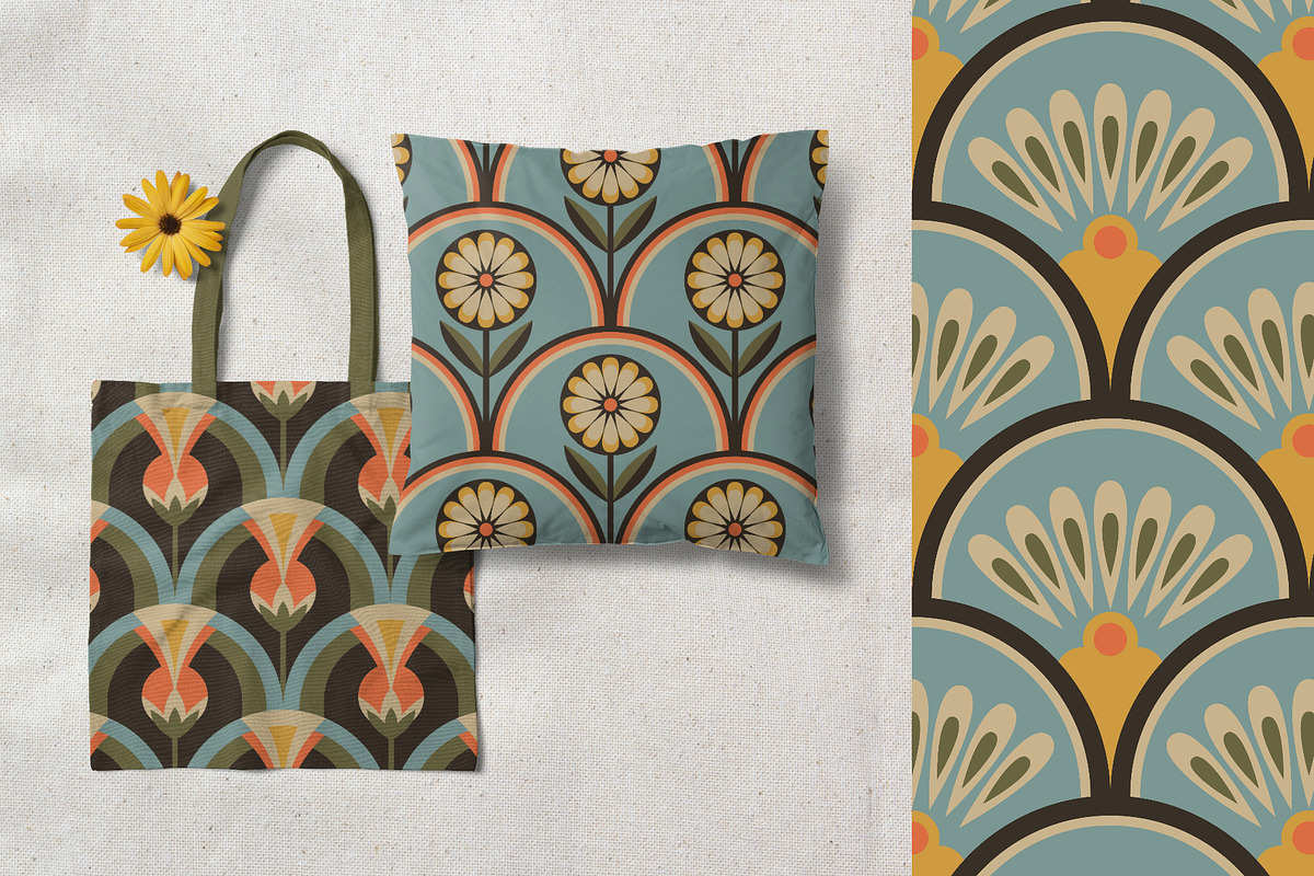Retro Floral Seamless Patterns, a Pattern Graphic by tifftuff (Photo 3 of 6)
